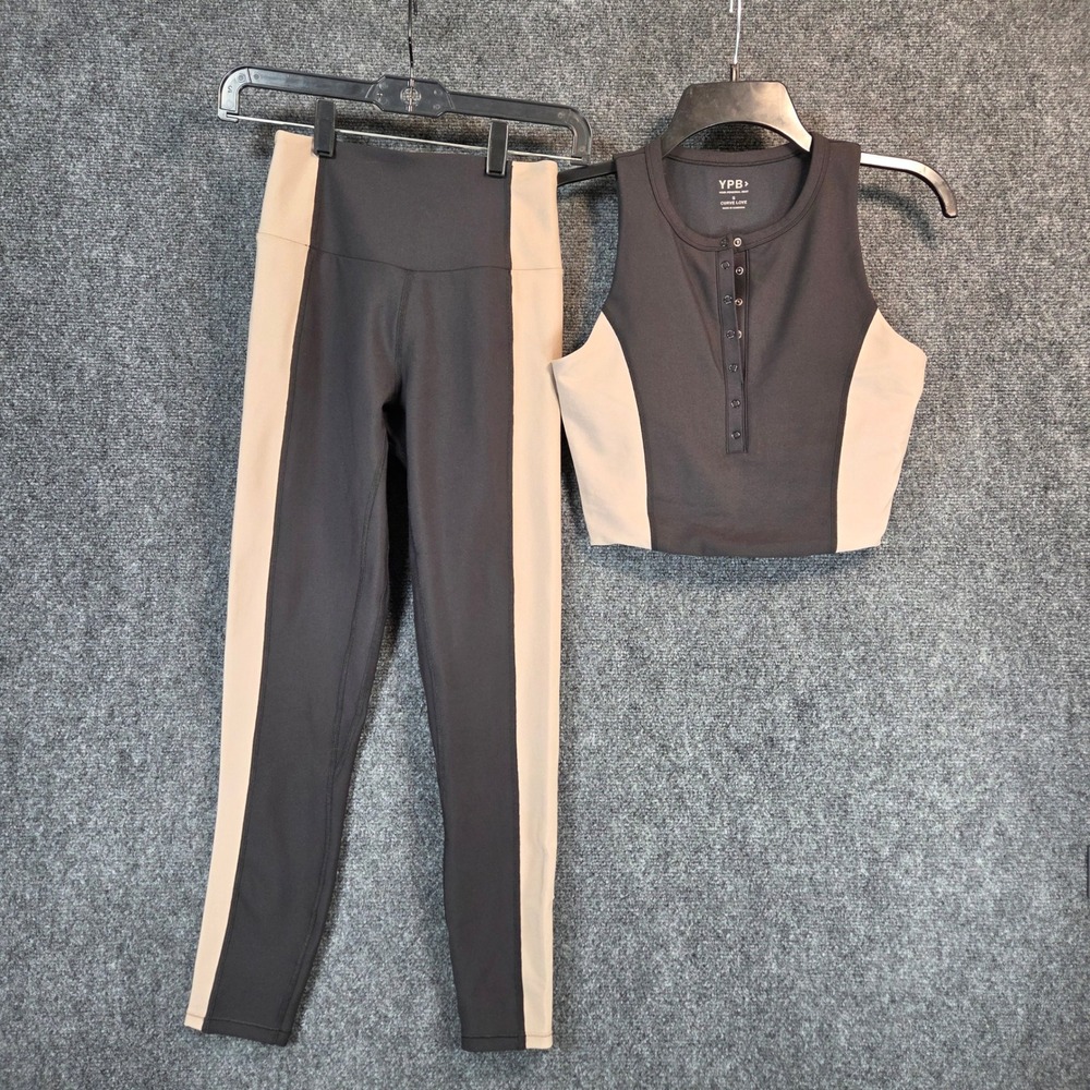 YPB SculptLUX Activewear Set Leggings Plunge Cropped Tank Top Size S‎ Colorblock